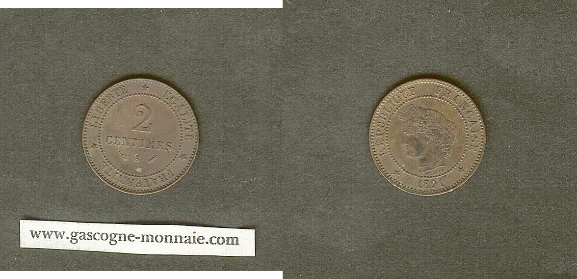 2 centimes Cérès 1891A SUP